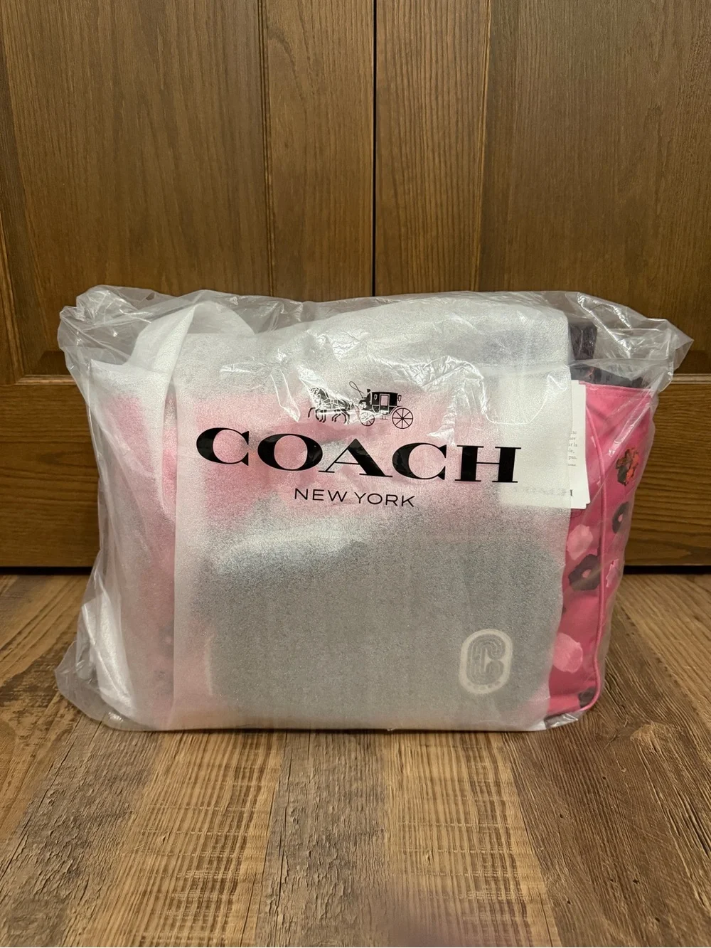Coach Tote Halftone Floral print with Brown Front Pocket C5670